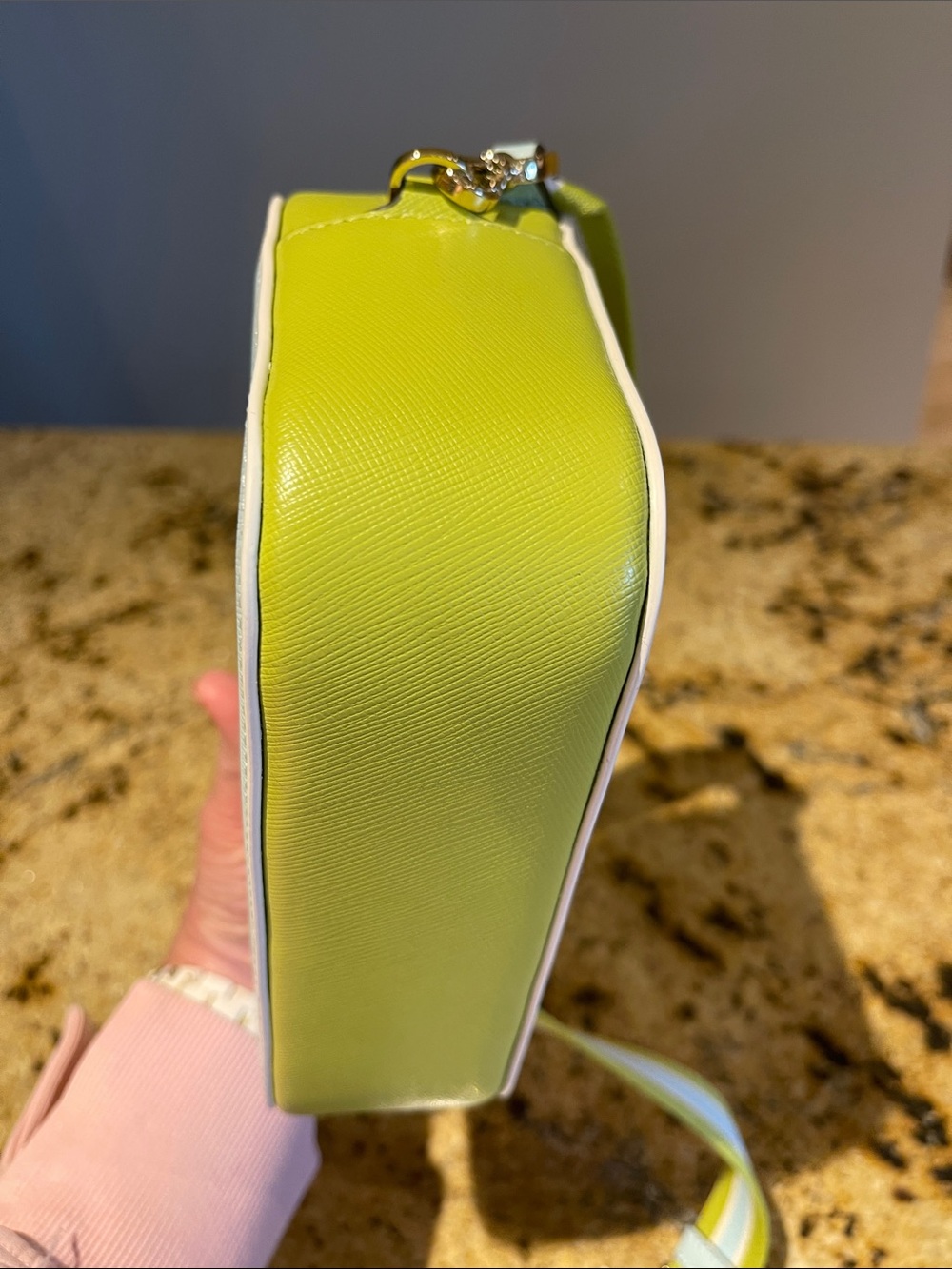 kate spade pastel blue and lime crossbody with striped strap - Picture 7 of 7